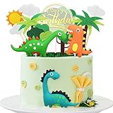 Uooker Dino Geburtstag Kuchen Deko Topper, 13 Stück Dinosaurier Cake Topper Happy Birthday Dino...