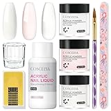 COSCELIA Acryl Nagelset Starterset Komplett--3 Farben Acryl Pulver Rosa/Klar/Weiß Mit 30ML Monomer...