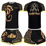 VSZAP Muay Thai Fight Kurzarm T-Shirt Boxanzug Sport Mixed Martial Arts UFC Training MMA Shorts Set...