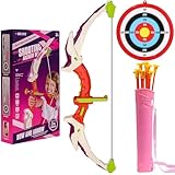 Beleuchtetes Bogenschießset für Kinder, Pfeil und Bogen Spielzeug Set mit LED-Leuchten für Kinder...