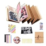 Dehnbares Faltalbum,15x20 cm Scrapbooking Zubehör - Tragbares Bilderalbum mit DIY Zubehör Set -...