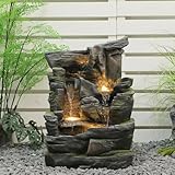 5-stufiger Kaskadenbrunnen aus Felsen für den Außenbereich – 60 cm hoch – Moderner...