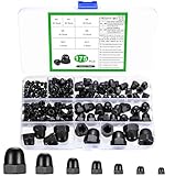 175 Stück Hutmuttern hohe Form Set, Sechskant Hutmuttern Set, Kohlenstoffstahl Schwarze...