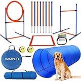 JMMPOO Agility Set Hunde, 65-Teiliges Agility Ausrüstung für Hundetraining Spiele mit Hundetunnel,...