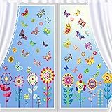 9 Blätter Fensterbilder, Frühling Fenstersticker 99 Stk, Selbstklebend Fenster deko Aufkleber...