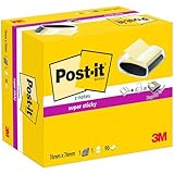 Post-it Z-Notes PRO Abroller, Schwarz und 1 Block Super Sticky Z-Notes, Gelb, 76 mm x 76 mm - für...