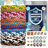 Mückenschutz Armband Set - 12 Stück Mückenarmband + 60 Stück Mückenpflaster, Anti Mücken...