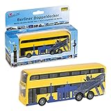 Idena 40107 - Modellbus Berliner Doppeldecker, mit Rückzugmotor, ca. 18,5 x 13,5 x 4,5 cm, gelb,...