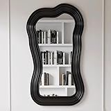 MPLFHSYOS 3D-strukturierter Wellen-Standspiegel, luxuriöser Ganzkörper-Ankleidespiegel –...