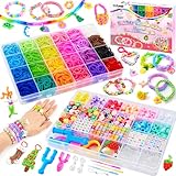 DIYLAND Loom Bänder Set, 2 Boxen Basteln Mädchen 6 7 8 9 10 jahre, Bunte Gummibänder Kit...