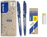 PILOT FriXion Ball 0.7 Set – 2 Stifte/6 Minen/1 Radierer – Farbe Blau – Radierbare...