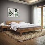 skølm Asgard Massivholzbett 180x200 cm - hochwertiges Holzbett aus Eiche mit Kopfteil –...