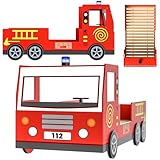 CASARIA® Kinderbett 90x200cm mit Rausfallschutz Lattenrost 120kg belastbar 3D Leuchte Sirene...
