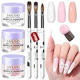 SAVILAND Essentials Acryl Nägel Starterset: 3 Farben Acryl Pulver und 3 Stück Acryl Pinsel Nägel...