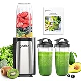 Ganiza Mixer, 900W Mini Smoothie Maker, Standmixer mit 3 Tragbare Mixbechern(2×500ml & 1×700ml),...