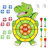 RHQFDM Dinosaurier Cartoon Dartscheibe 73cm Dinosaurier Dartspiel Set für Kinder mit 12 Klebrigen...