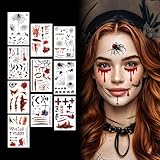 Halloween tattoos vampir Narben Makeup für Erwachsener, 10 Blatt Karneval Kostüm halloween gesicht...