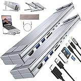 Civilizek 8-in-1 USB-C Laptop Stand, 2025 Upgrade 8 in 1 Laptop Stand with Docking Station, Foldable...