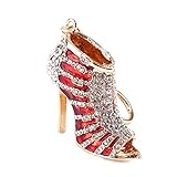 Fdit Keychain Strass Kristall High Heel Schuh Dame Geschenk Stiletto Emaille Gold Pendent Key...