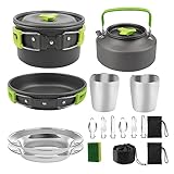 Jenbnoau 1Set Faltbares Outdoor-Kochset Wandern Picknick Geschirr Ausrüstung Camping Kochgeschirr...