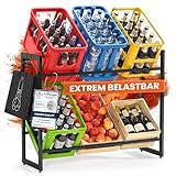 Heldenwunder Getränkekistenregal (6 Kästen) Metall Sixpack-Halter, 2 Haken | Standfest Freistehend...