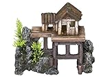 Nobby Aqua Ornaments HOLZHAUS mit Pflanzen, 15,5 x 8 x 12 cm, 1 Stück