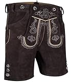 Herren Trachten Kurz Lederhose mit Träger (Dunkelbraun 54)