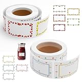 Aufkleber zum Beschriften Selbstklebend 2 Rollen 500 Bunte Obst Etiketten mit Rahmen für Marmelade...