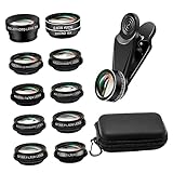 GRADENEVE 10 in 1 Handy Kamera Objektiv Set Weitwinkel Makro Fisheye Teleobjektiv CPL Filter...