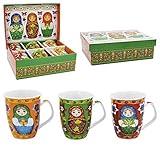 Olymp 6 Tassen Set Kaffeebecher Matjoschka Matröschka 330ml Geschenkbox