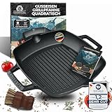 KAISERTAL® Grillpfanne inkl. Reinigungsbürste - 26cm Premium Grillpfanne Gusseisen. Die Gusspfanne...