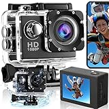 Retoo Action Cam, 30M Unterwasserkamera Wasserdicht, Sportkamera, Bildstabilisator Helmkamera,...