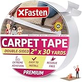 XFasten Doppelseitiges Teppichklebeband für Flächenteppiche, rückstandsfrei, 2 Zoll x 30 Yards...