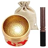 Tibetische Klangschale Klein，8CM Klangschalen Set mit Klöppel, Klangschalenkissen und...