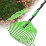 Rechen, 107cm Laubrechen mit Verstellbar Stiel - 42cm Große Fläche Gartenrechen Laubharke aus...