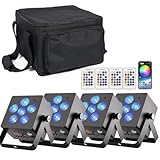 Starlitflow 4PCS LED Par Akku APP Steuerung mit Bag, RGBWA UV Bühnenlicht 5200mAh...