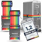 Travely® Premium Koffergurt - Besonders Auffällig & Sicher - Inkl. 2 Namensschildern - Kofferband...