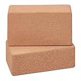 Relaxdays Yogablock, 2er Set, Yogaklötze aus Kork, für Yogaübungen, HBT: 12 x 22,5 x 7 cm,...