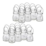 24 x Windlicht aus Glas, runde Glasvase mit Henkel, Tischdeko für Drinnen u. Draußen,...