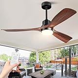 Forrovenco Deckenventilator mit Beleuchtung und Fernbedienung, Leise DC Motor, 132 cm/52 Zoll, 3...