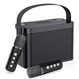 Karaoke Maschine,Bluetooth Karaoke Anlage mit 2 mikrofonen für Erwachsene und Kinder, Tragbares...