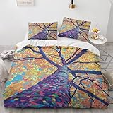 NUEYSP Bettwäsche 155x220 Farbiger Baum Bettwäsche-Sets 3D-Motiv, Mikrofaser, 1 Bettbezug 155x220...
