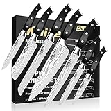 SCOLE® Messerset, Ultra Scharfes Küchenmesser Set 7-teilig, Japanisches Deutsch 1.4116 Edelstahl...