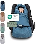 ULLENBOOM Einschlagdecke Babyschale Sommer, Aus 100% OEKO-TEX Materialien - Blau (Made in EU) -...