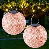 IXYHKB Lampions Solar Außen, 2 Stück 25cm Solar Lampions Außen Wetterfest, Solar LED Laterne...