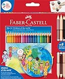 Faber-Castell 201747 - Colour Grip Buntstifte Children of the world, 20 Buntstifte + 3 Stifte mit je...