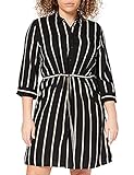 ONLY Damen Kleid Tamari 3/4 Sleeve Shirt Dress 15185738 Black White/Camel Stripe 40