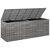 Helloshop26 Kissenbox für Gartenkissen, Polyrattan, 291 x 100,5 x 104 cm, Grau 02_0013166