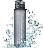 FULDENT Trinkflasche 1L Sport Wasserflasche [Trinkflasche BPA Frei] Trinkflasche mit rutschfest...
