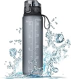 FULDENT Trinkflasche 1L Sport Wasserflasche [Trinkflasche BPA Frei] Trinkflasche mit rutschfest...